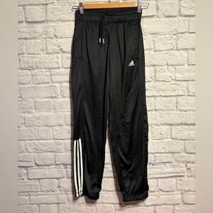 Adidas Sport Essentials Black Joggers Sweatpants White Stripes 11-12 yr Medium
